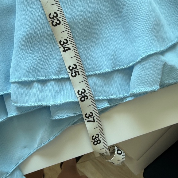 Powder Blue Women’s Mini Wrap Dress Ruffle Chiffon Alice in Wonderland Medium - Picture 10 of 10